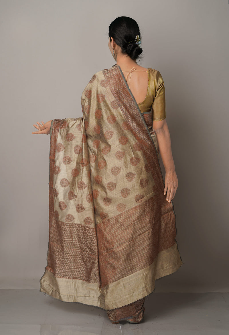 Brown  Chanderi Sico Saree-UNM67049