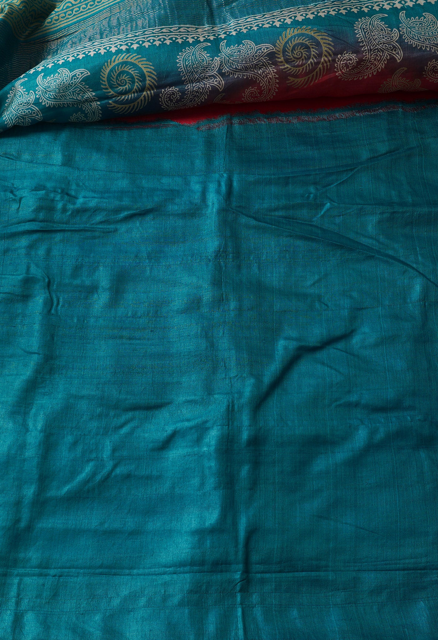 Red-Green Pure Handloom Bengal Tussar Silk Saree-UNM67157