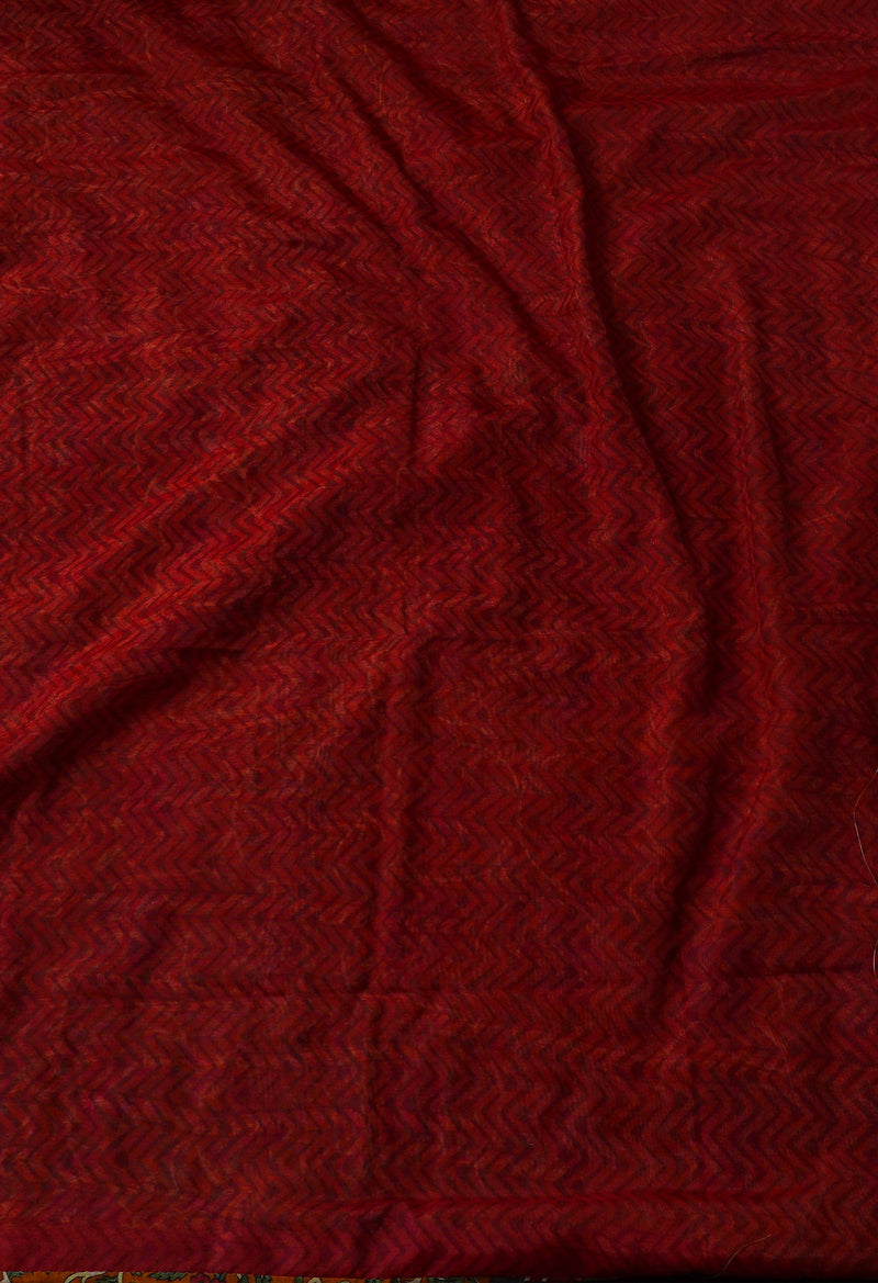 Chocolate Brown-Maroon  Block Printed  Maheshwari Sico Saree-UNM67190