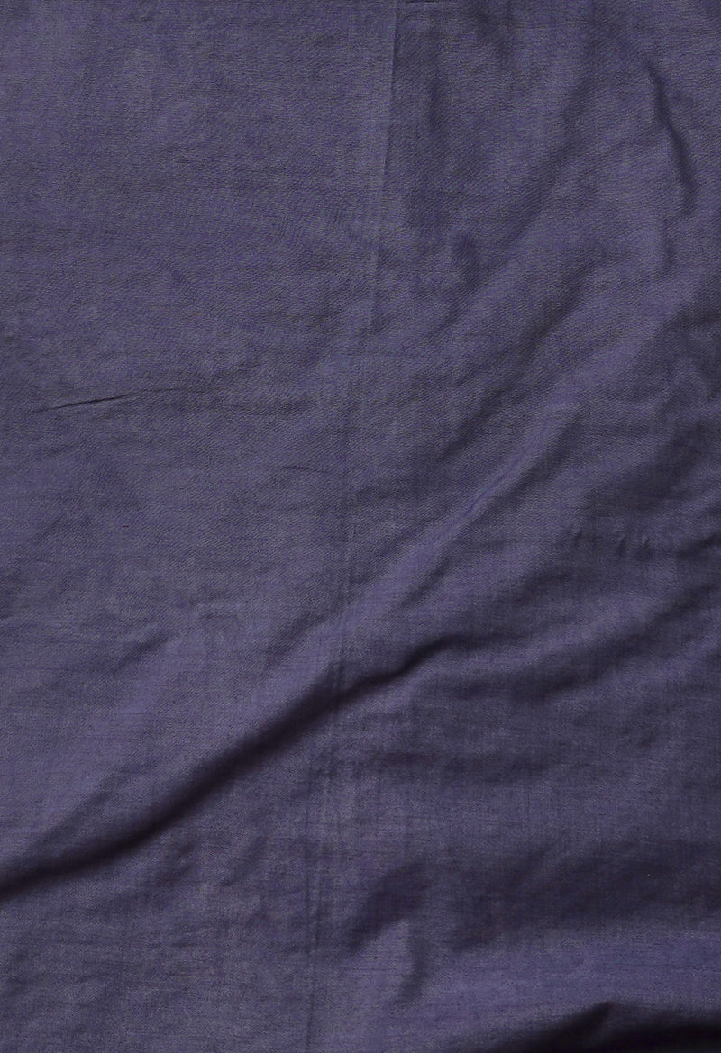 Dark Purple-Grey Pure Batik Chanderi  Silk Saree-UNM67234