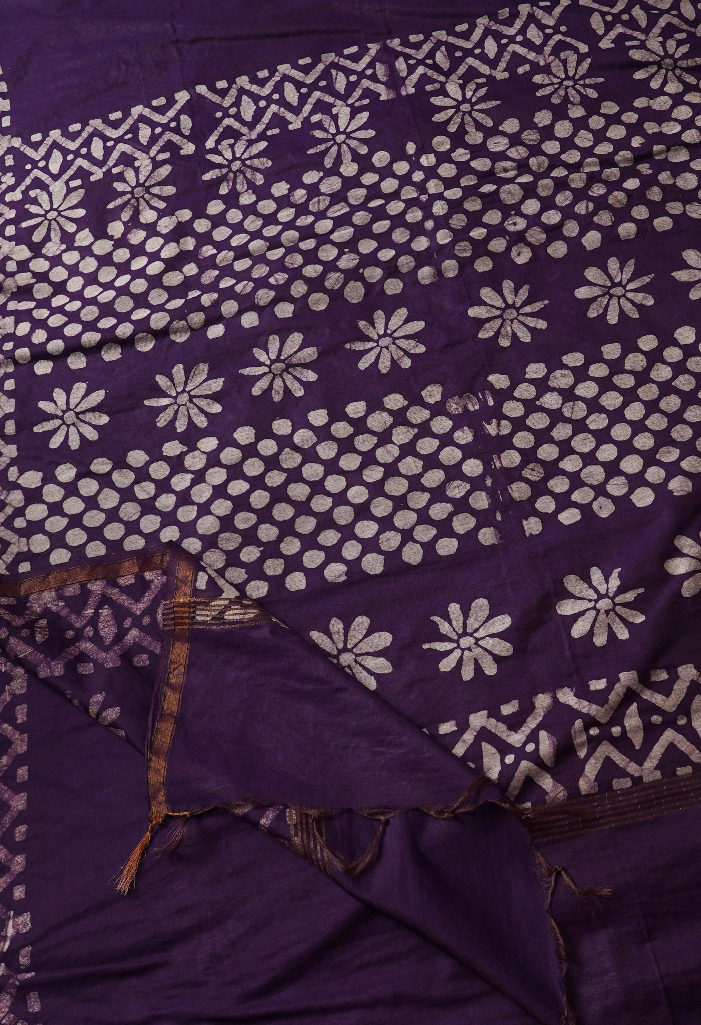 Violet Pure Batik Chanderi  Silk Saree-UNM67244