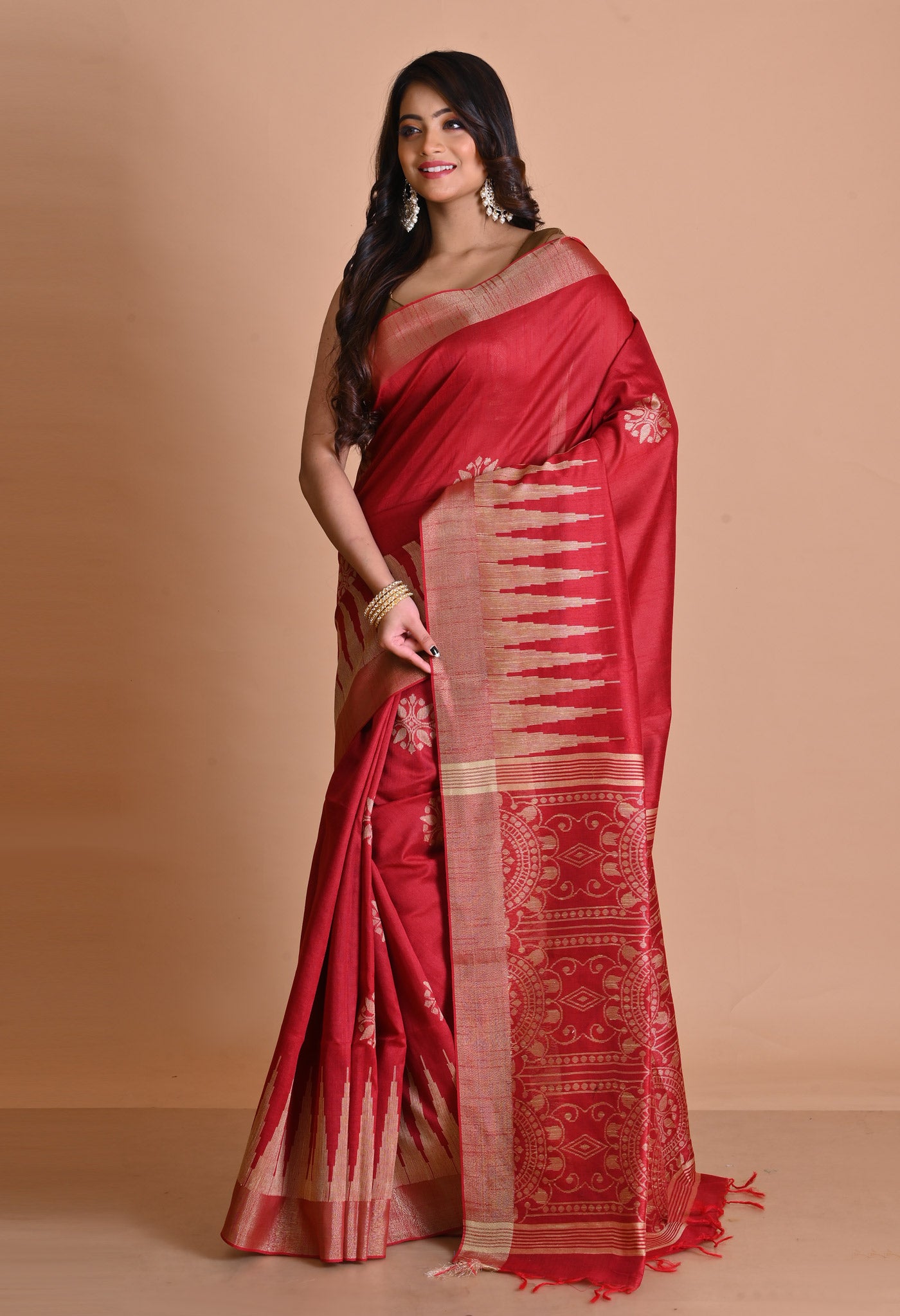 Maroon Dupion Silk Saree-UNM67873
