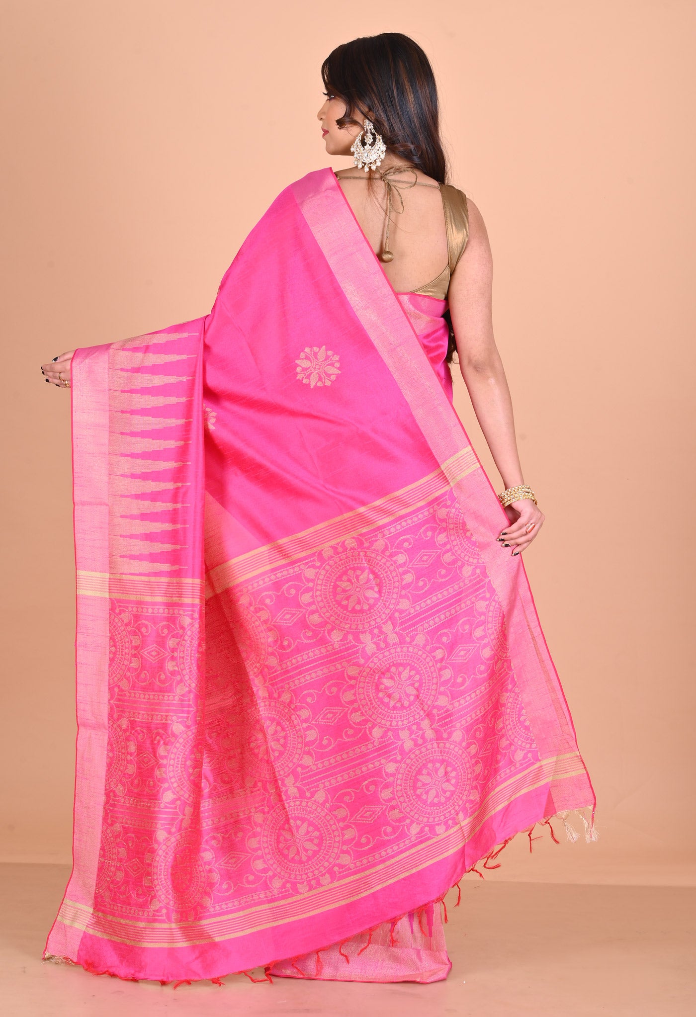 Pink  Dupion Silk Saree-UNM67877
