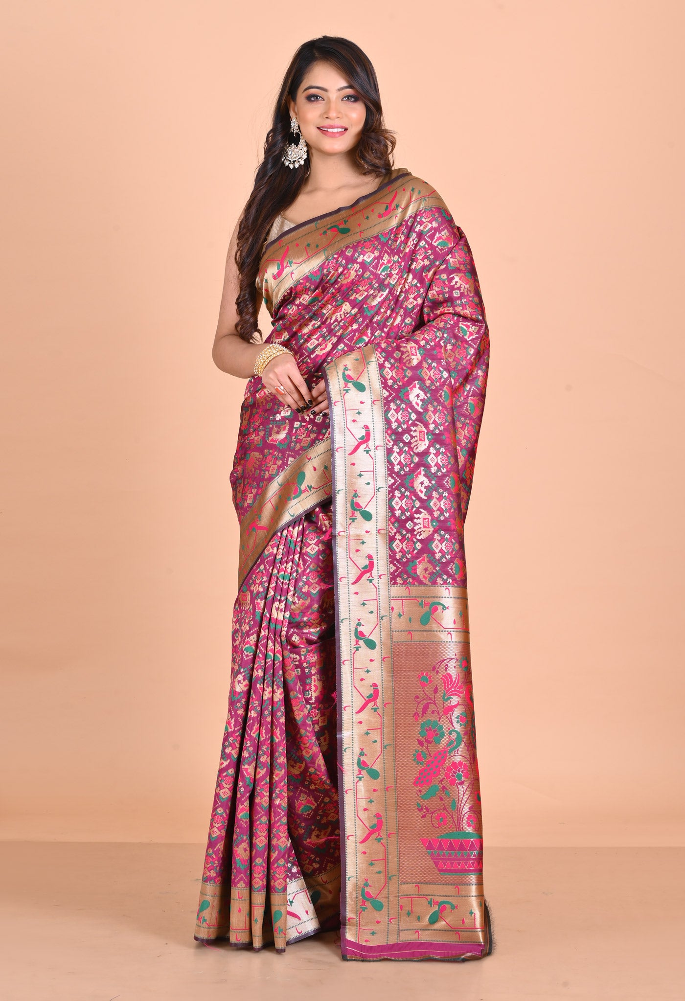 Purple  Paithani Silk Saree-UNM67890