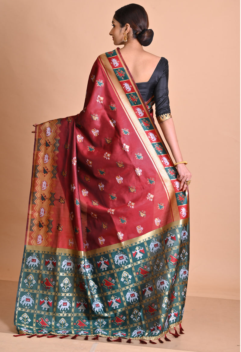 Maroon  Paithani Patola Soft Silk Saree-UNM67914