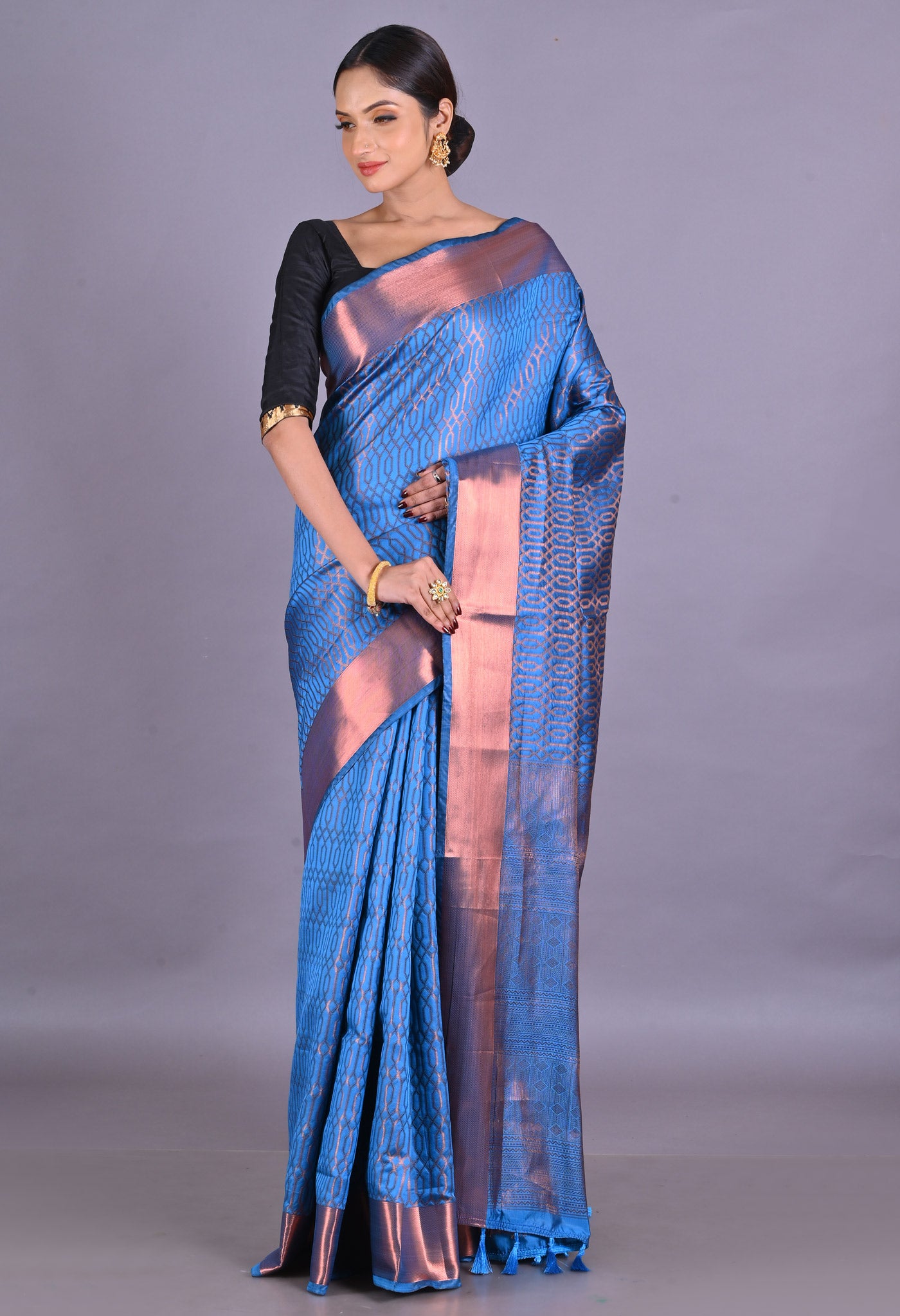 Blue  Fancy Banarasi Silk Saree-UNM67948