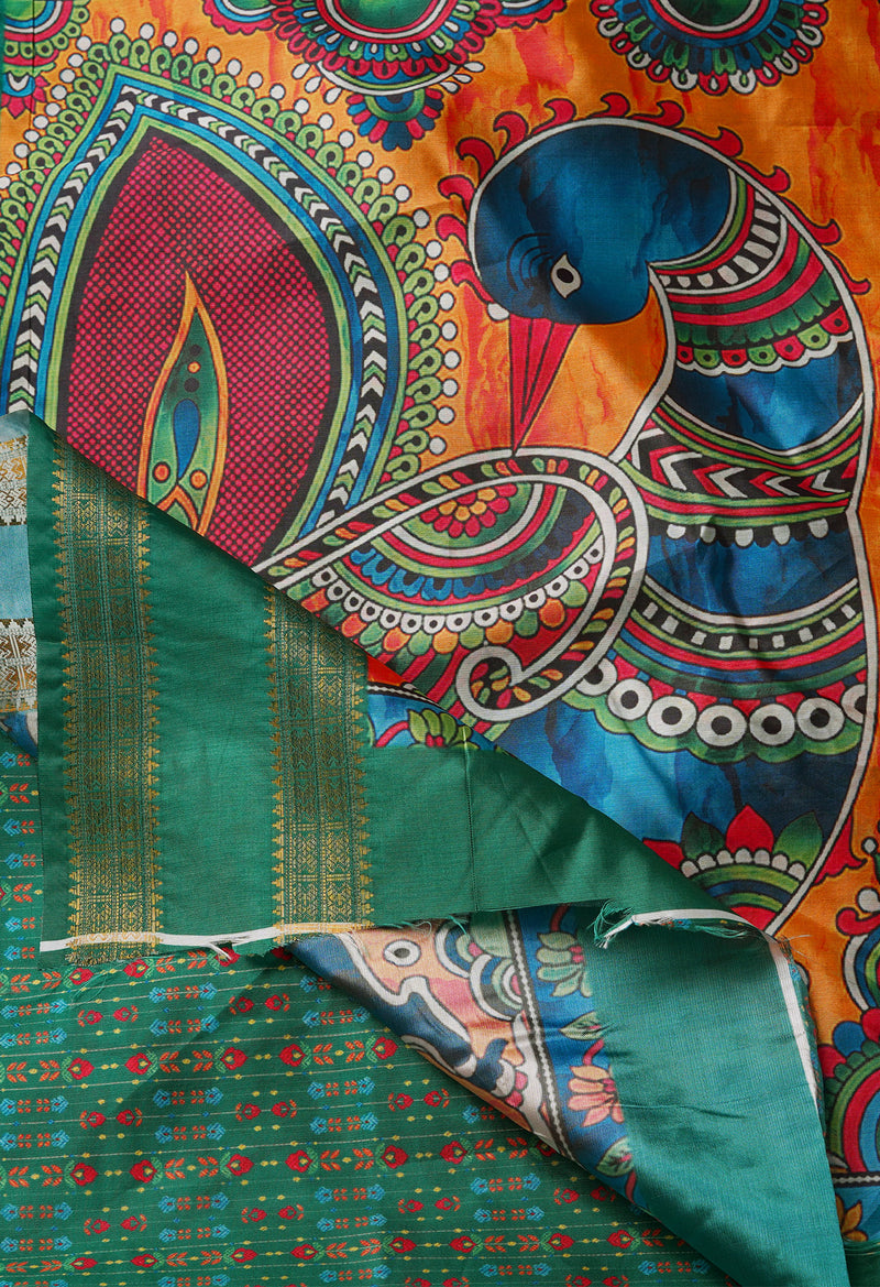White  Kalamkari Soft Silk Saree-UNM69171