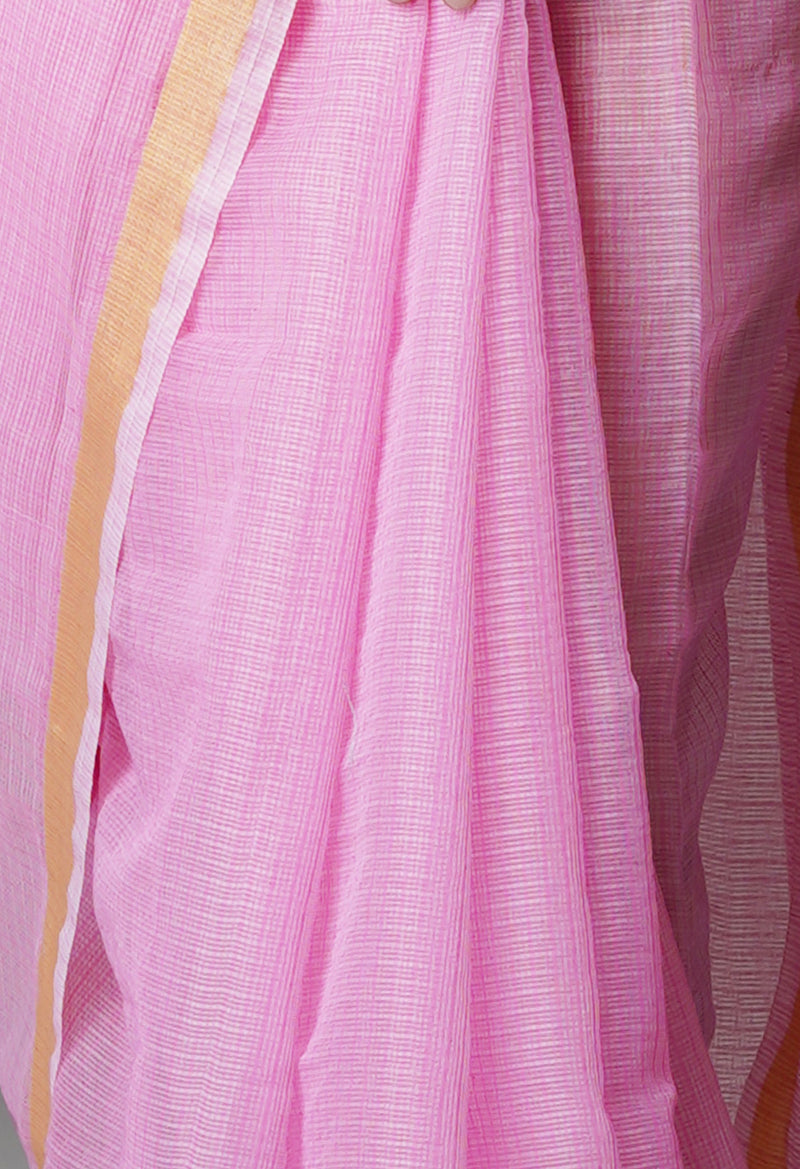 Pink Pure  Plain Kota Cotton Saree-UNM69201
