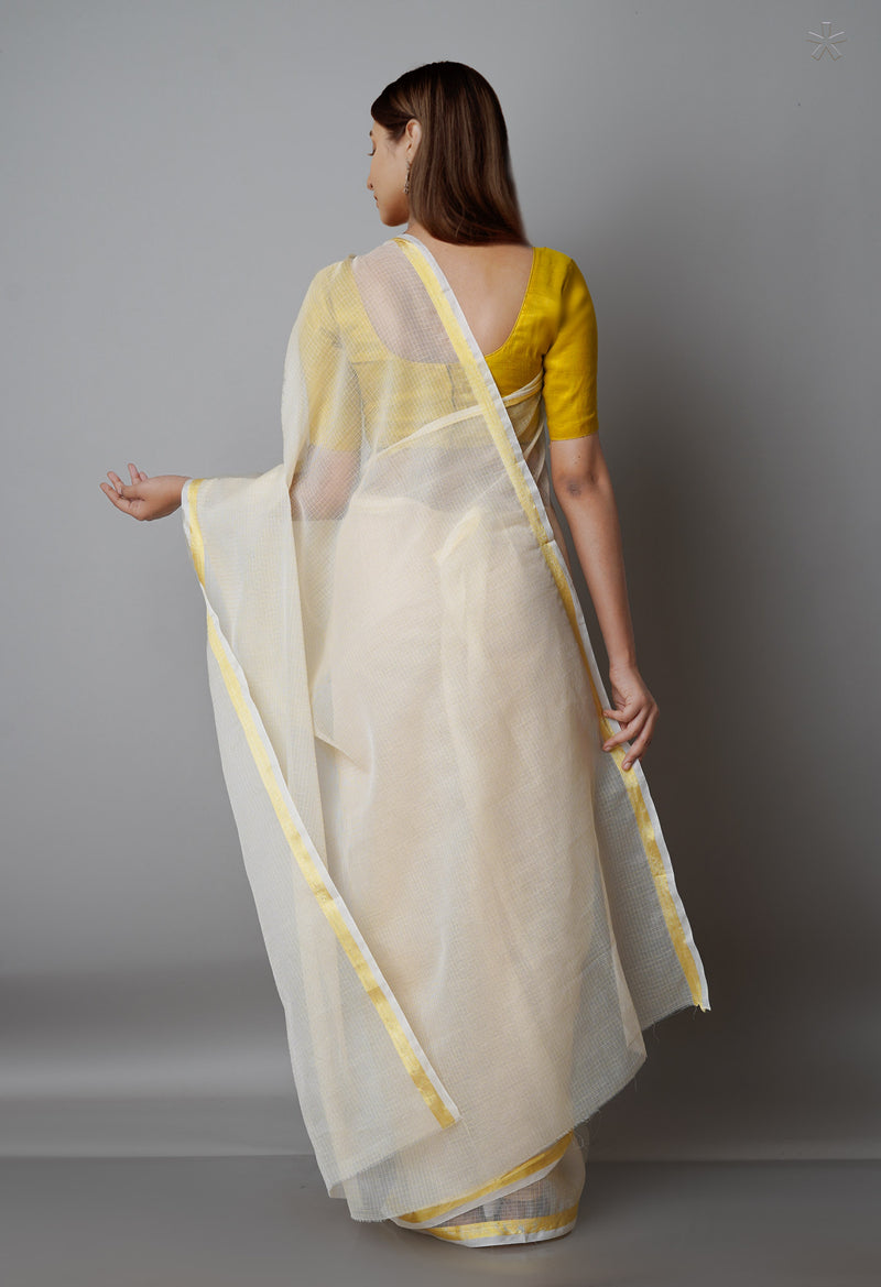 Beige Pure  Plain Kota Cotton Saree-UNM69202