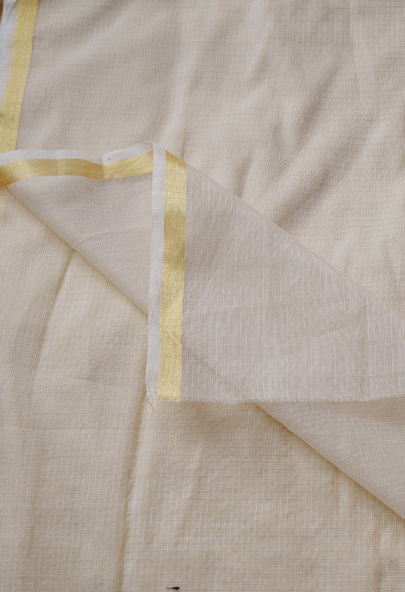 Beige Pure  Plain Kota Cotton Saree-UNM69202