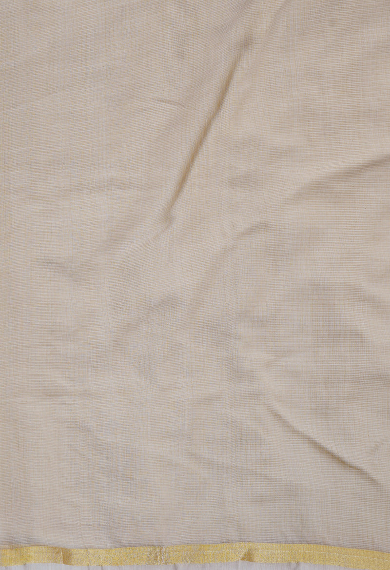 Beige Pure  Plain Kota Cotton Saree-UNM69202