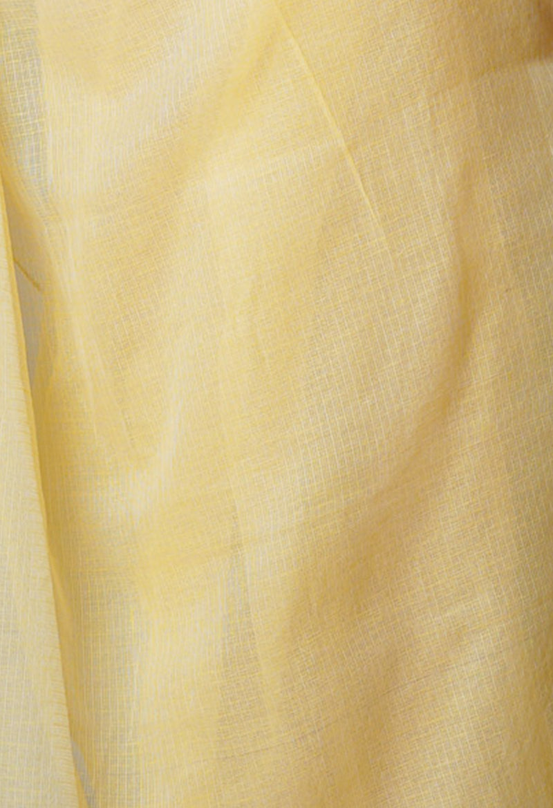 Peach Yellow Pure  Plain Kota Cotton Saree-UNM69204