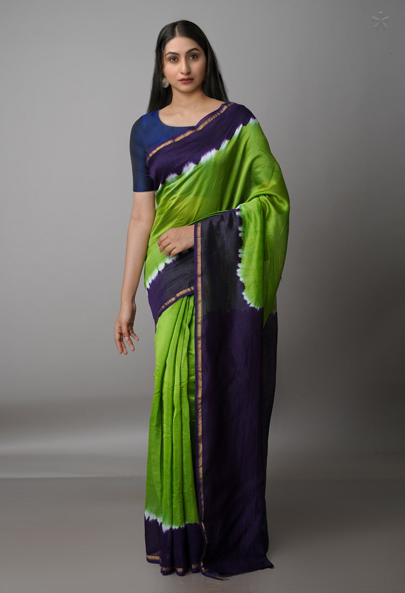 Green  Mangalgiri Soft Silk Saree-UNM69209