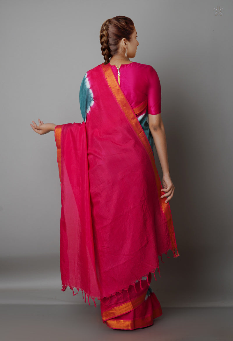 Dark Green  Mangalgiri Soft Silk Saree-UNM69212