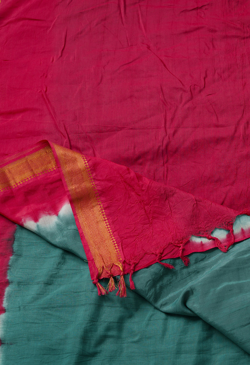 Dark Green  Mangalgiri Soft Silk Saree-UNM69212