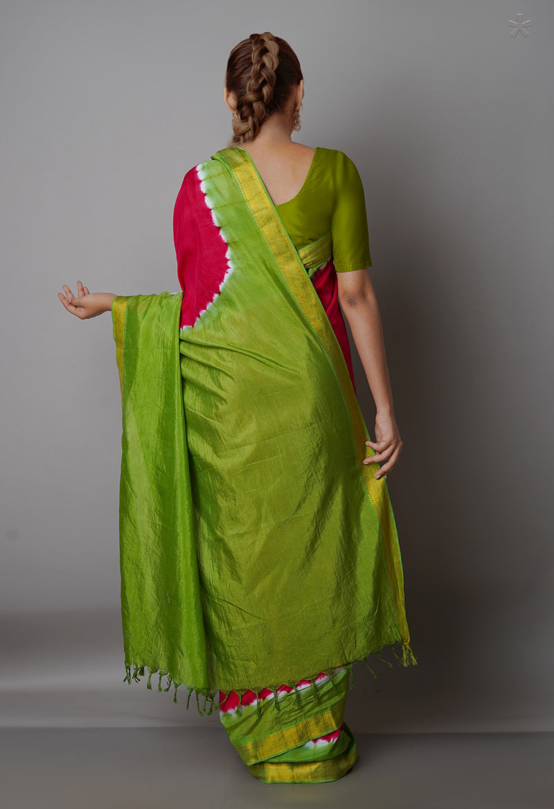 Cherry Red  Mangalgiri Soft Silk Saree-UNM69214