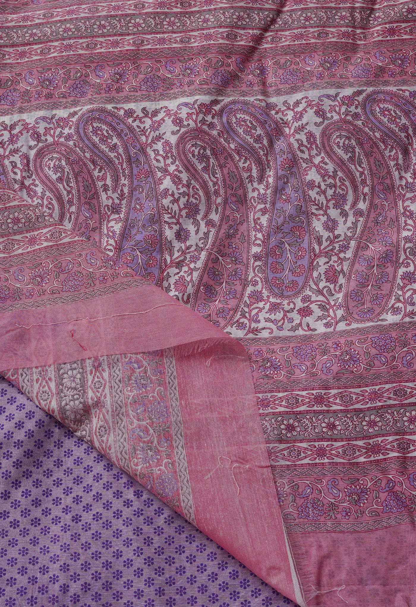 Pink  Block Printed Chanderi Sico Saree-UNM69255