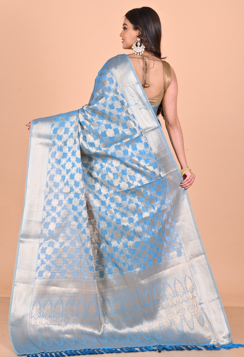 Light Blue  Fancy Banarasi Silk Saree-UNM69355