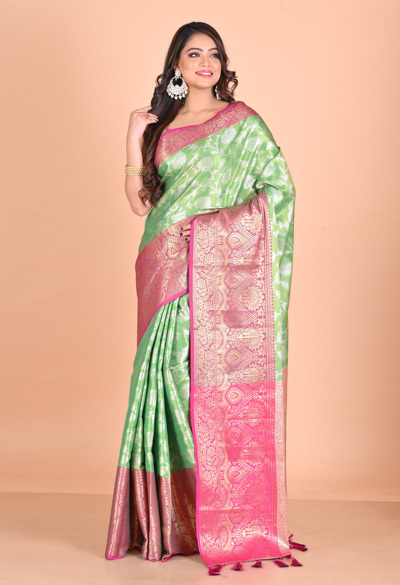 Green  Fancy Banarasi Silk Saree-UNM69356