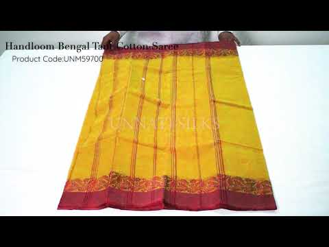 Brown Pure Handloom Bengal Tant Cotton Saree