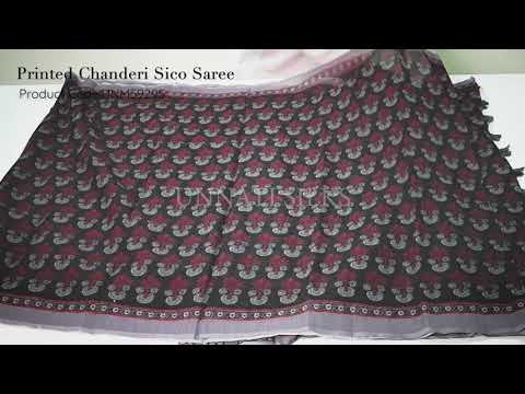 Black  Digital Printed Chanderi Sico Saree-UNM59295
