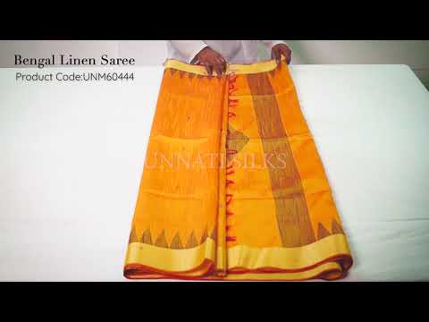 Orange  Bengal Linen Saree