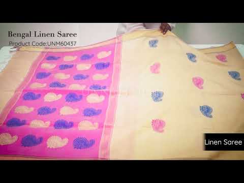 Brown  Bengal Linen Saree