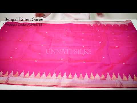 Pink  Bengal Linen Saree