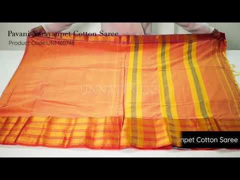 Orange-Pink Pure Handloom Pavani Narayanpet Cotton Saree