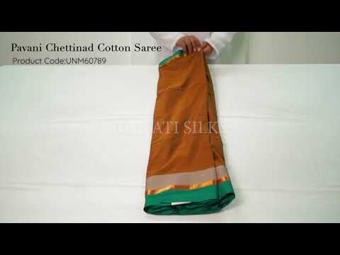 Brown Pure Handloom Pavani Chettinad Cotton Saree