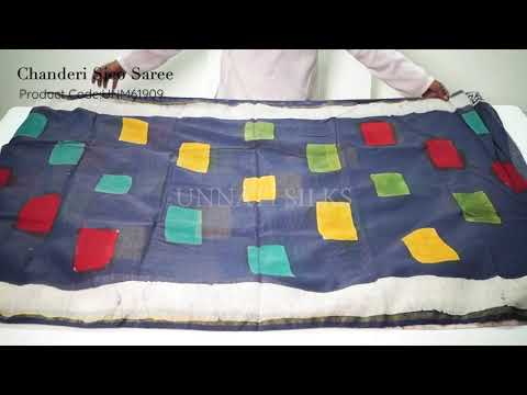 Navy Blue Pure Chanderi Sico Saree
