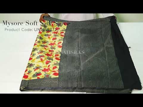 Brown  Block Printed Mysore Soft Silk Saree