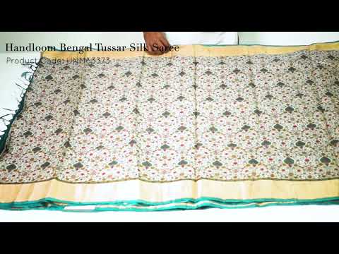 Cream Pure Handloom Bengal Tussar  Silk Saree