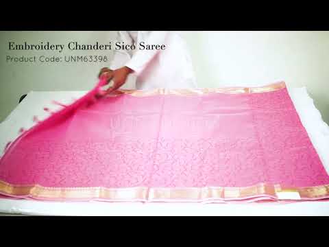Pink Pure Embroidery Chanderi  Sico Saree-UNM63398