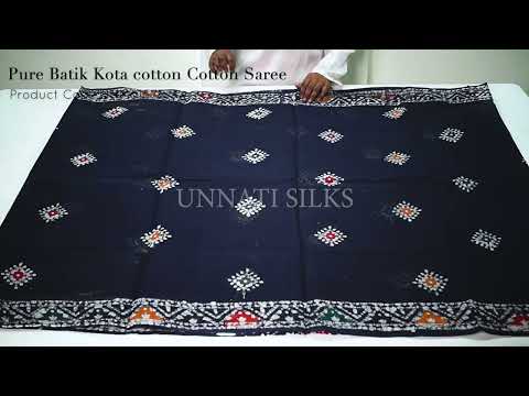 Navy Blue Pure Batik Kota cotton Cotton Saree-UNM61875