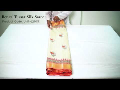 Cream  Bengal Tussar  Silk Saree