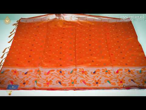 Orange  Paithani Silk Saree