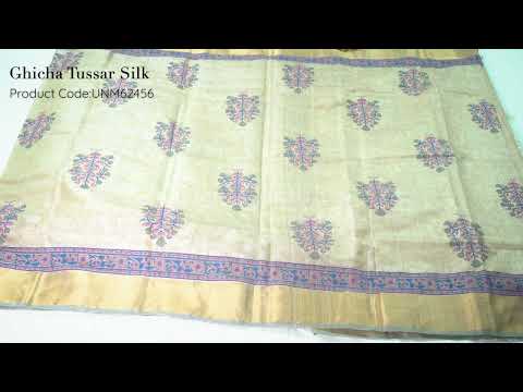 Brown Pure Handloom Ghicha Tussar  Silk Saree-UNM62456