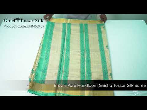 Brown Pure Handloom Ghicha Tussar  Silk Saree