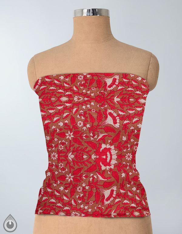 Online Shopping for Brown Pure Cotton Floral Printed Blouse Fabric(80CM) with Prints from Andhra Pradesh at Unnatisilks.com, India 
