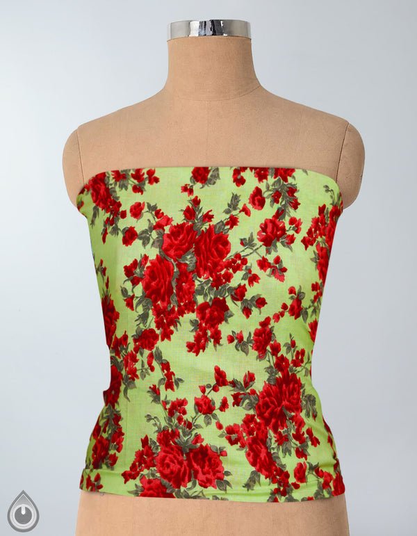 Online Shopping for Green Pure Cotton Floral Printed Blouse Fabric with floral prints fromAndhra Pradesh at Unnatisilks.com, India 