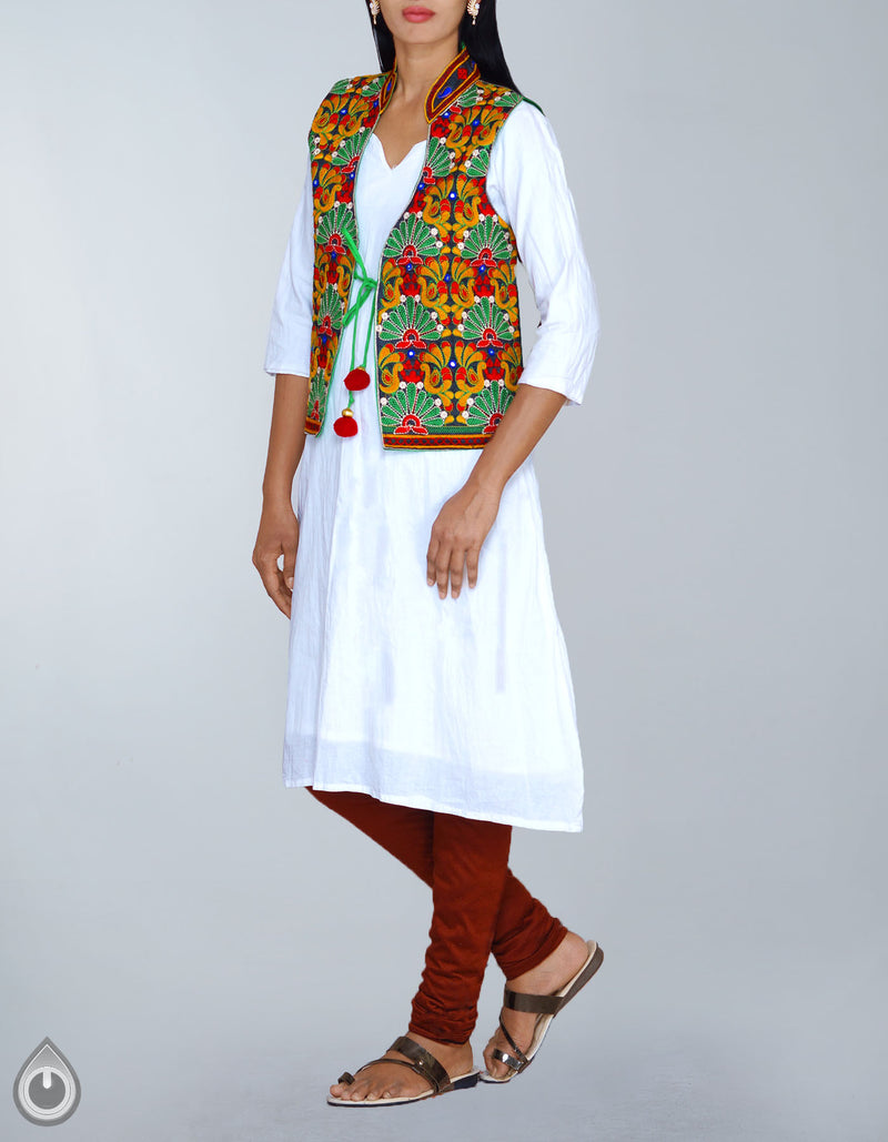 Online Shopping for black Banjaras stitched Waistcoat  with Kutch Embroidery from Rajasthan at Unnatisilks.com, India 