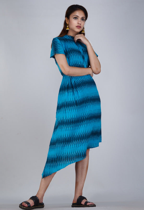 Online Shopping for Sloka Weaves Blue Pure Handloom Pochampally Cotton Kurta with Tie-Dye Ikat from Andhra Pradesh at Unnatisilks.com, India 