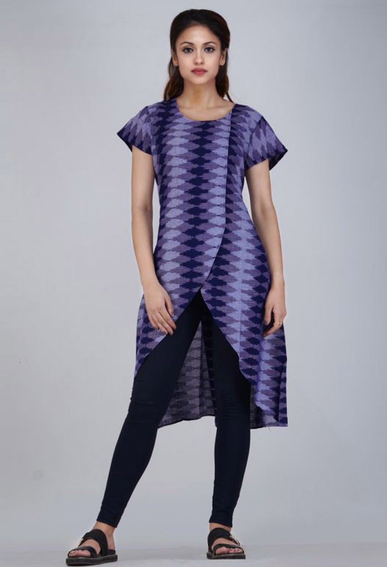 Online Shopping for Sloka Weaves Blue Pure Handloom Pochampally Cotton Kurta with Tie-Dye Ikat from Andhra Pradesh at Unnatisilks.com, India 