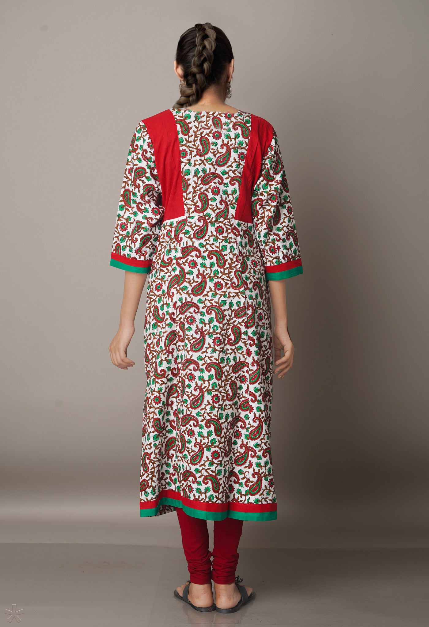 White Cotton Printed Kurti-PKK1521