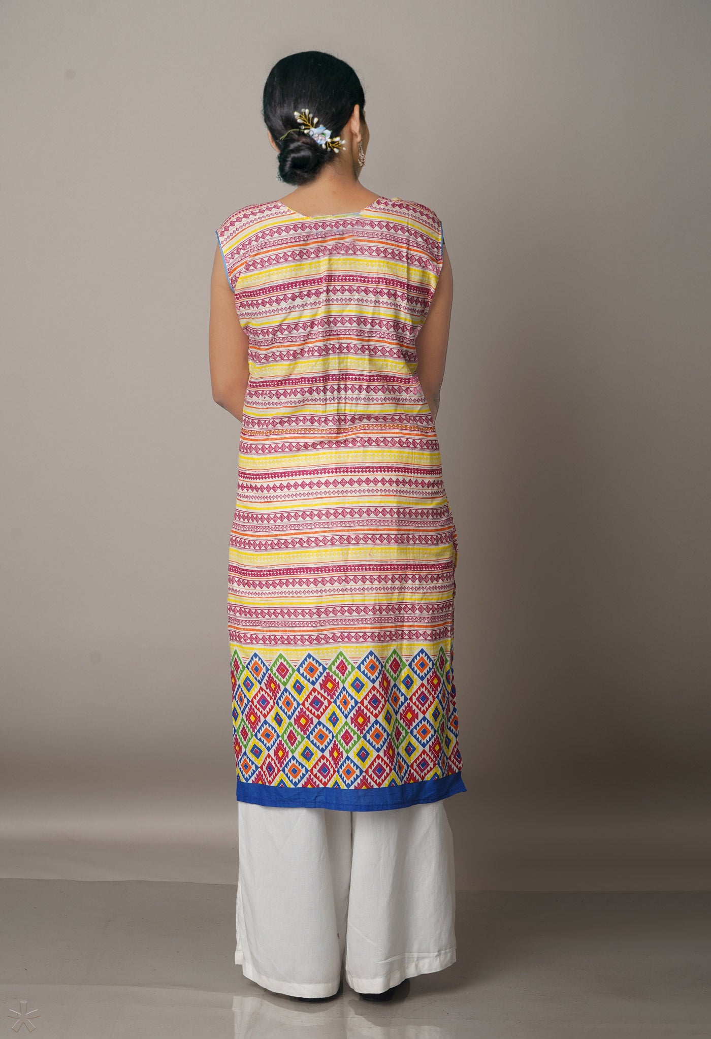 PKK1528-Cream Pure Cotton Printed Kurta