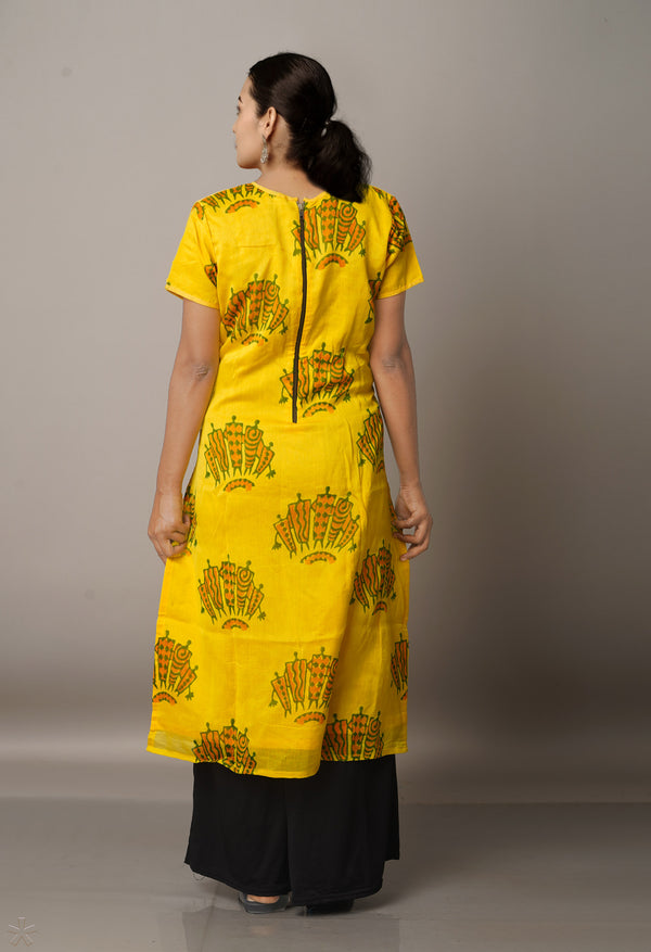 Yellow Pure Handloom Chanderi Kurta