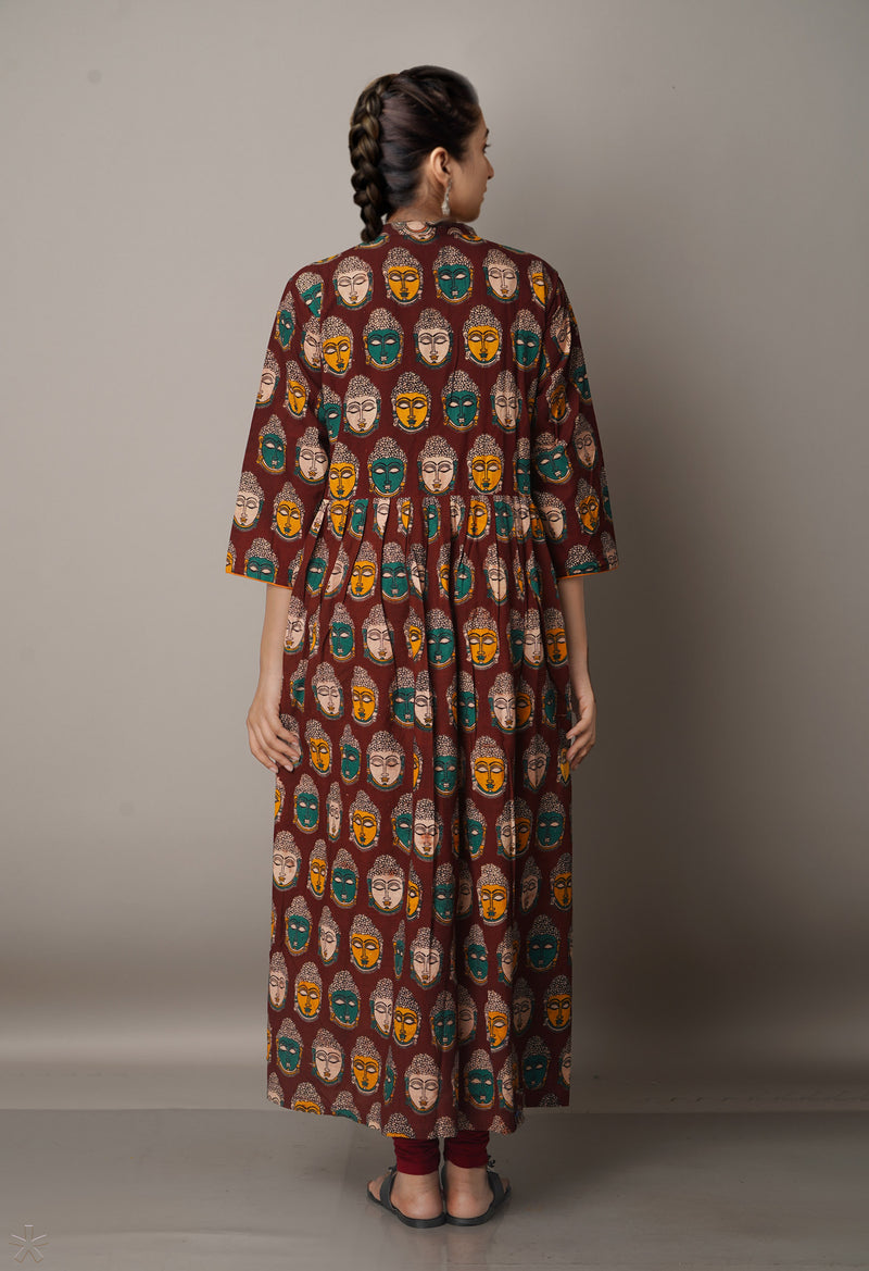 Maroon Pure Kalamkari Cotton Anarkali Kurta-PKK1790