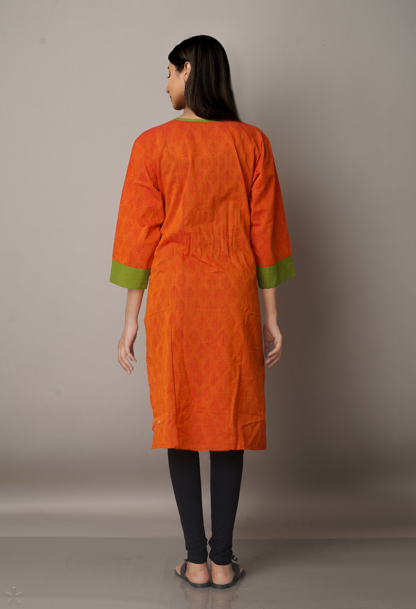 Orange Pure Mangalagiri Cotton Kurta-PKK1830