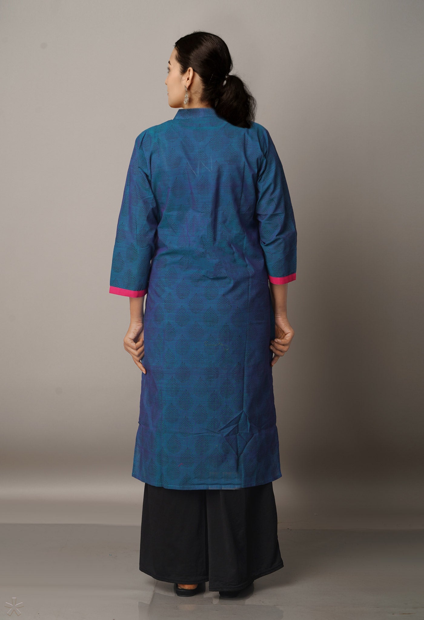 Blue Pure Mangalagiri Cotton Kurta-PKK1832